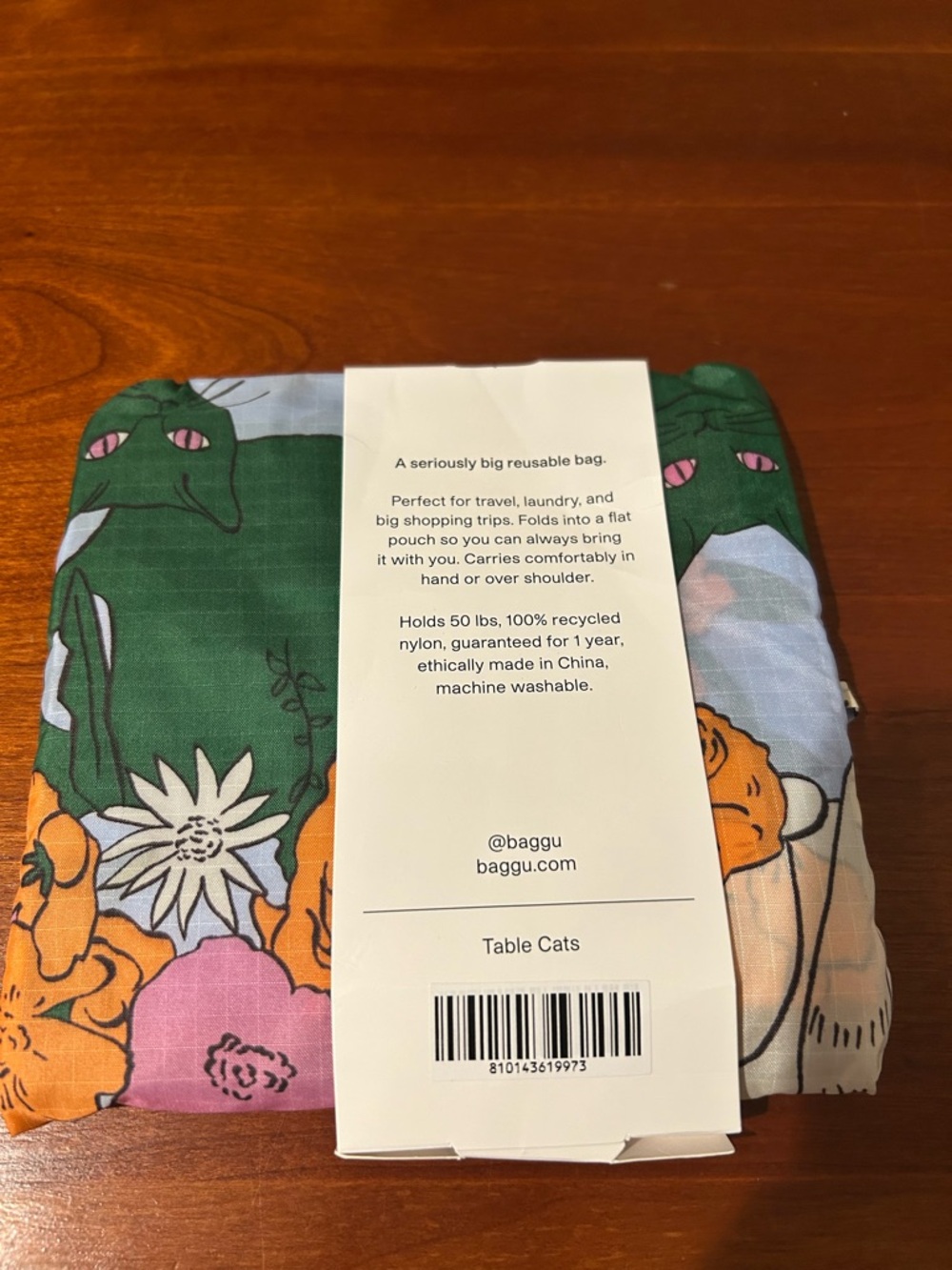 NWT Baggu Big Reusable Bag Table Cats - Picture 2 of 2